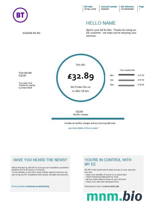 United_Kingdom_BT_telecommunications_business_utility_bill_template