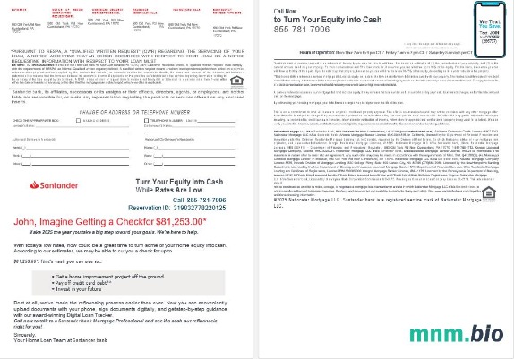 USA Santander Bank wyciąg z kredytu hipotecznego w formatach Word i PDF
