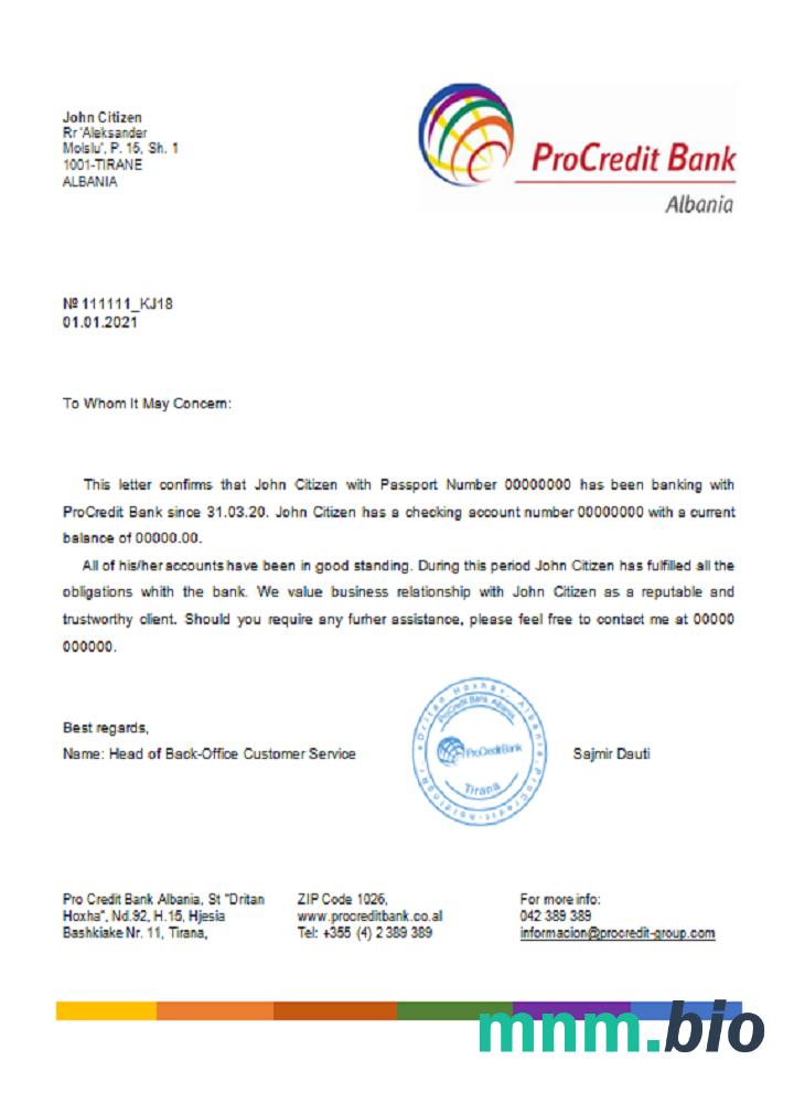 Przykład referencyjny Albania Procredit w formatach Word i PDF