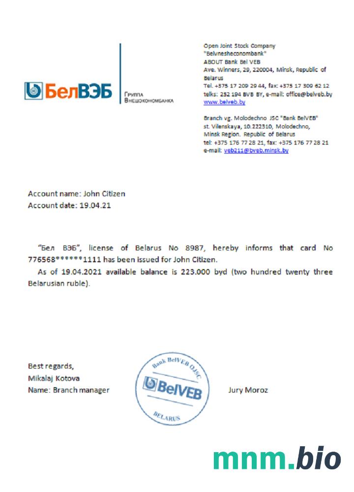 Belarus Belveb przykład odniesienia w formatach Word i PDF