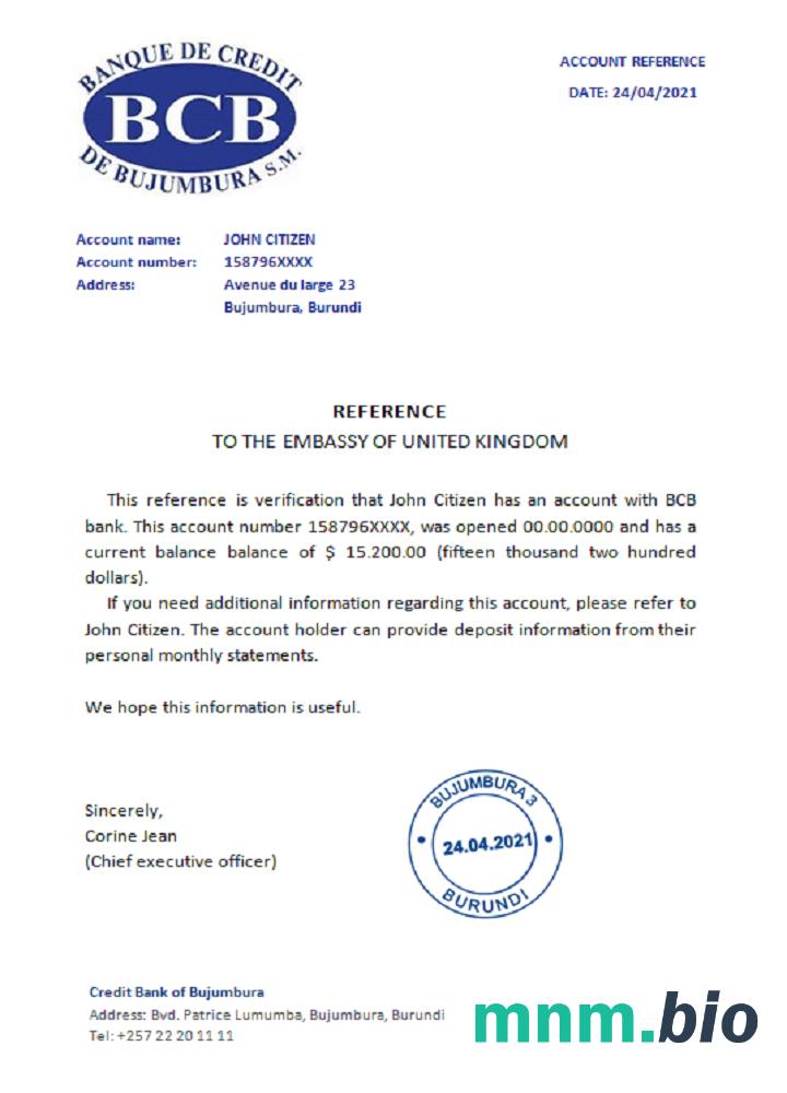 Przykład referencyjny Bujumbura Creditbank w formatach Word i PDF