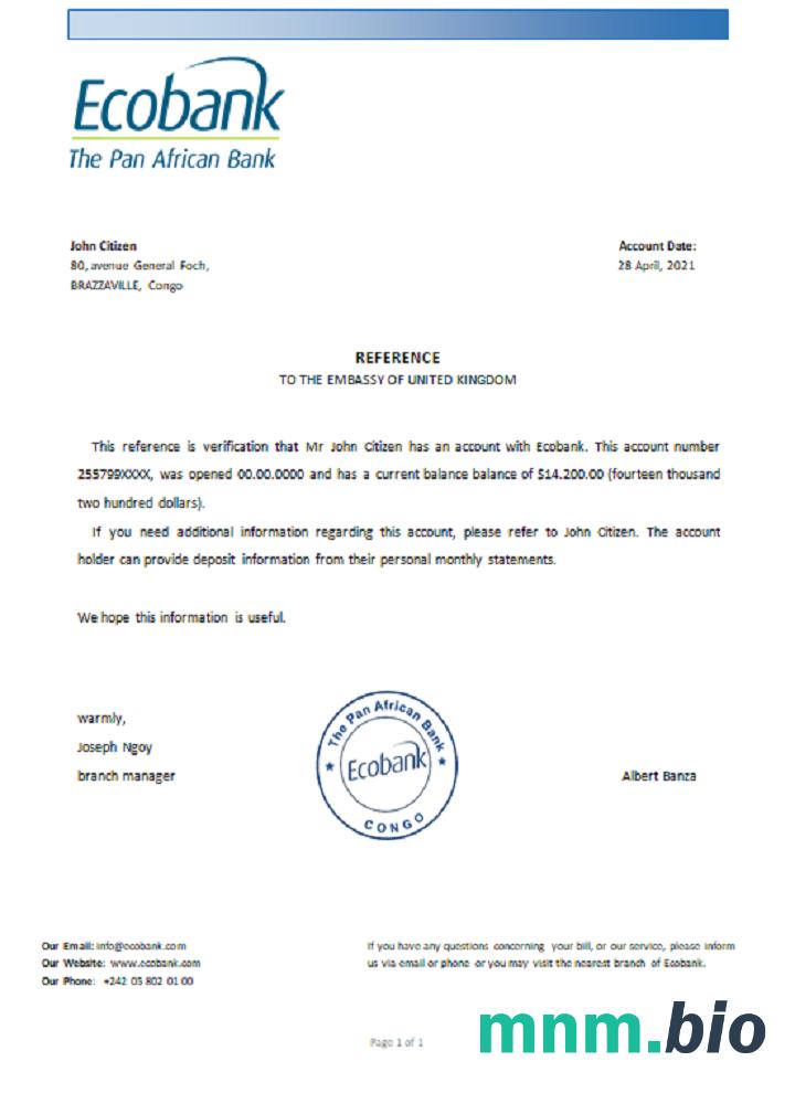 Przykład referencyjny Kongo Ecobank w formatach Word i PDF