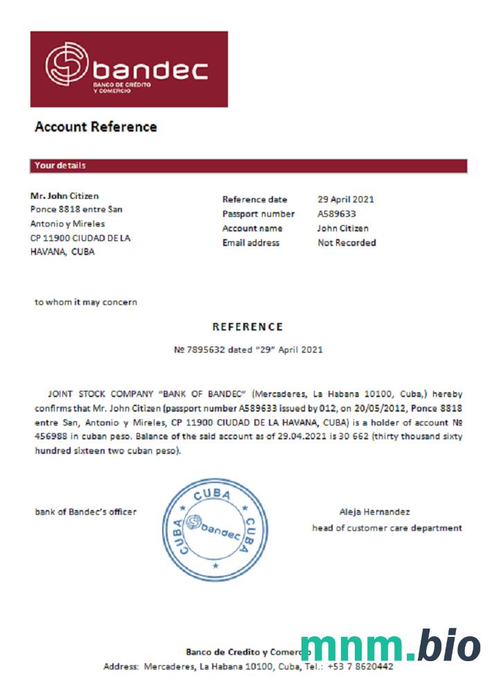 Przykład odniesienia Cuba Bandec w formatach Word i PDF