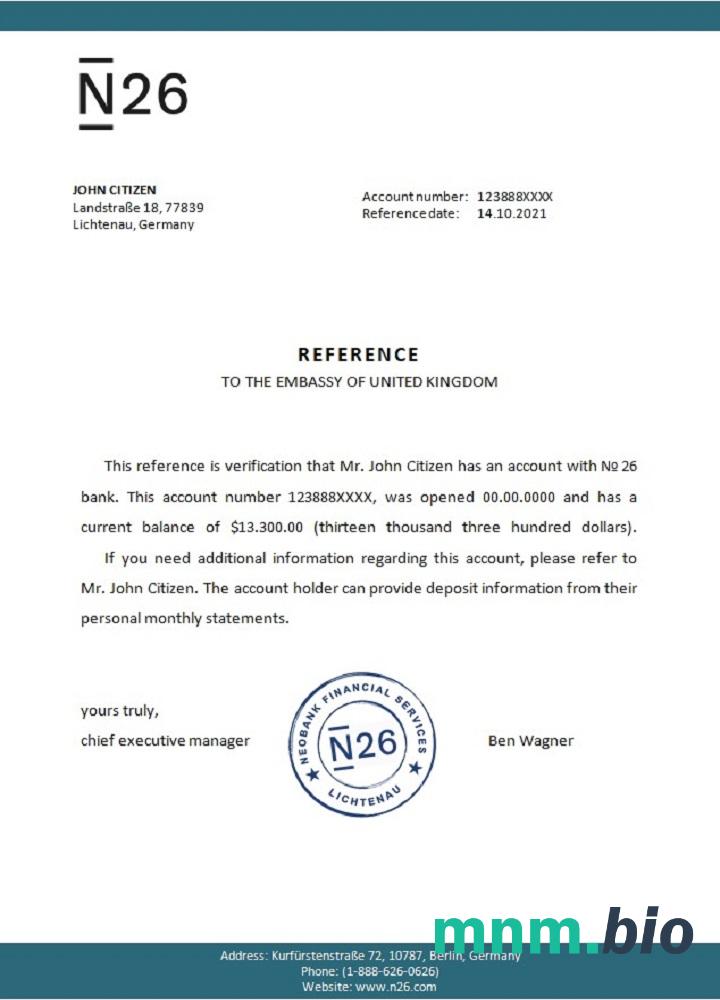 Niemcy N26 przykład odniesienia w formatach Word i PDF