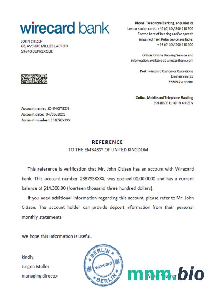 Niemcy Wirecard przykład odniesienia w formatach Word i PDF