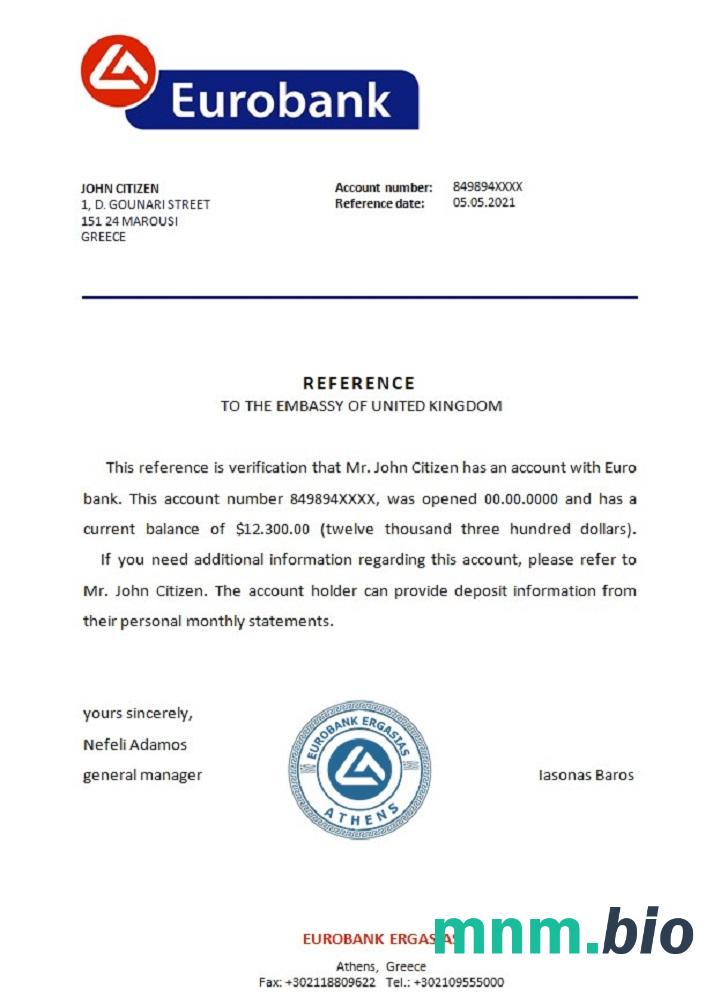 Grecja eurobank przykład odniesienia w formatach Word i PDF