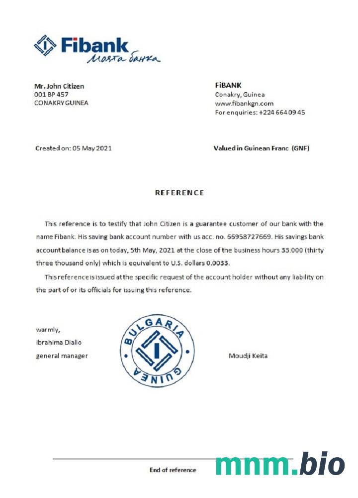 Przykład odniesienia do Gwinei Fibank w formatach Word i PDF