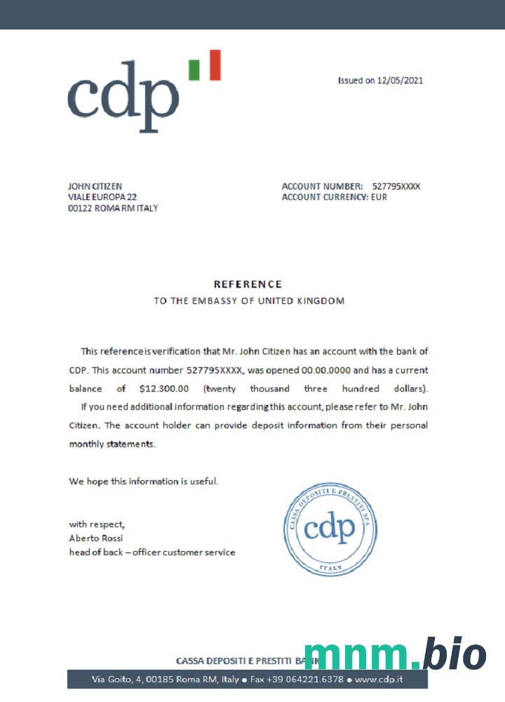 Przykład odniesienia CDP we Włoszech w formatach Word i PDF