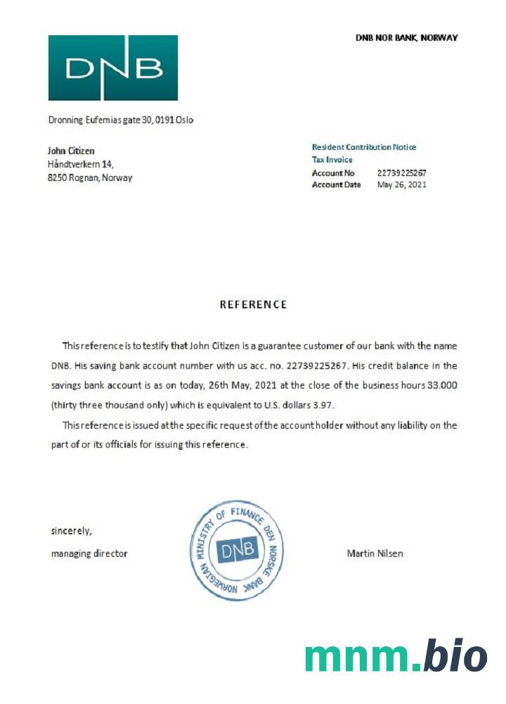 Przykład odniesienia Norwegii DNB w formatach Word i PDF