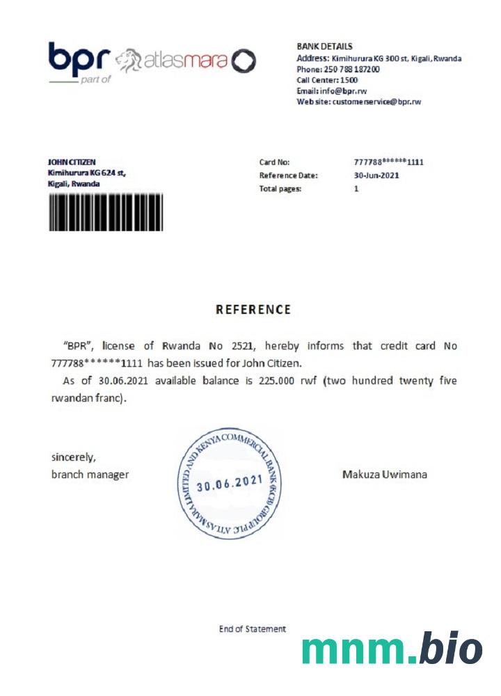 Przykład odniesienia Rwanda BPR w formatach Word i PDF