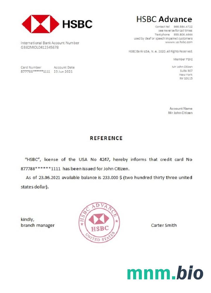 Przykład odniesienia USA HSBC w formatach Word i PDF
