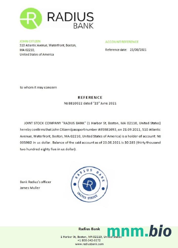 Przykład odniesienia do promienia USA w formatach Word i PDF