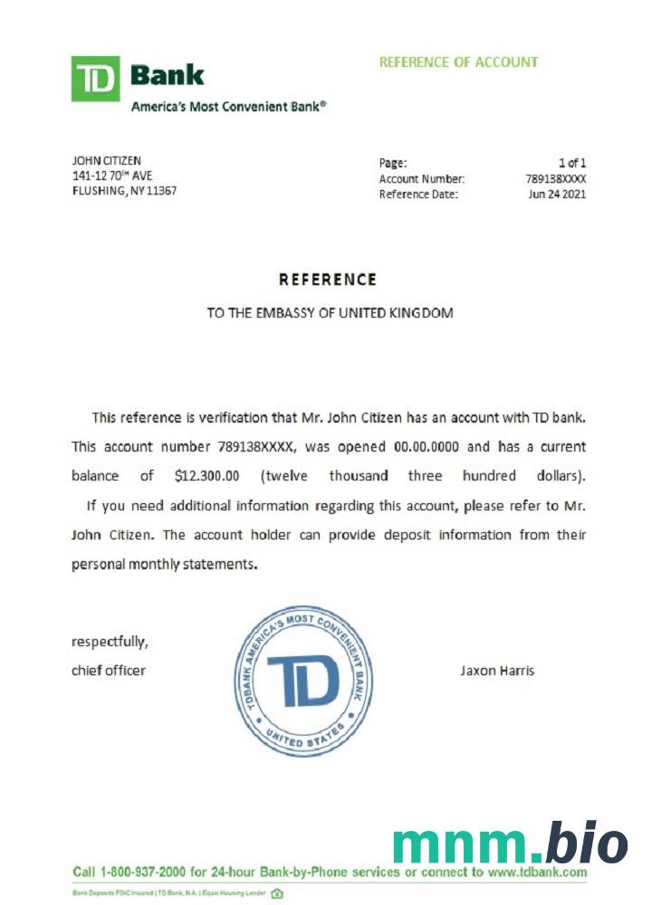 Przykład odniesienia USA TD w formatach Word i PDF
