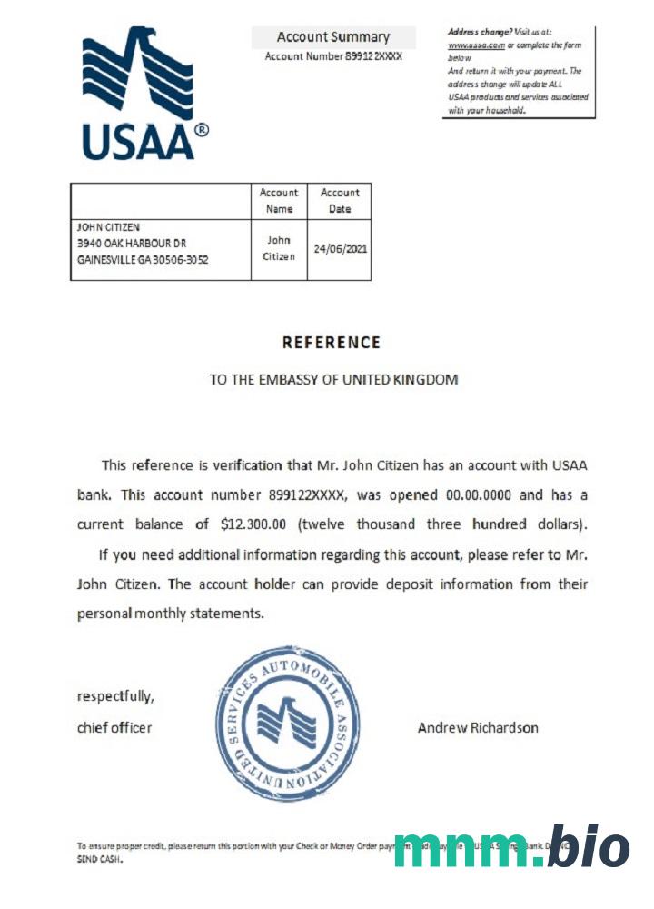 Przykład odniesienia USA USAA w formatach Word i PDF