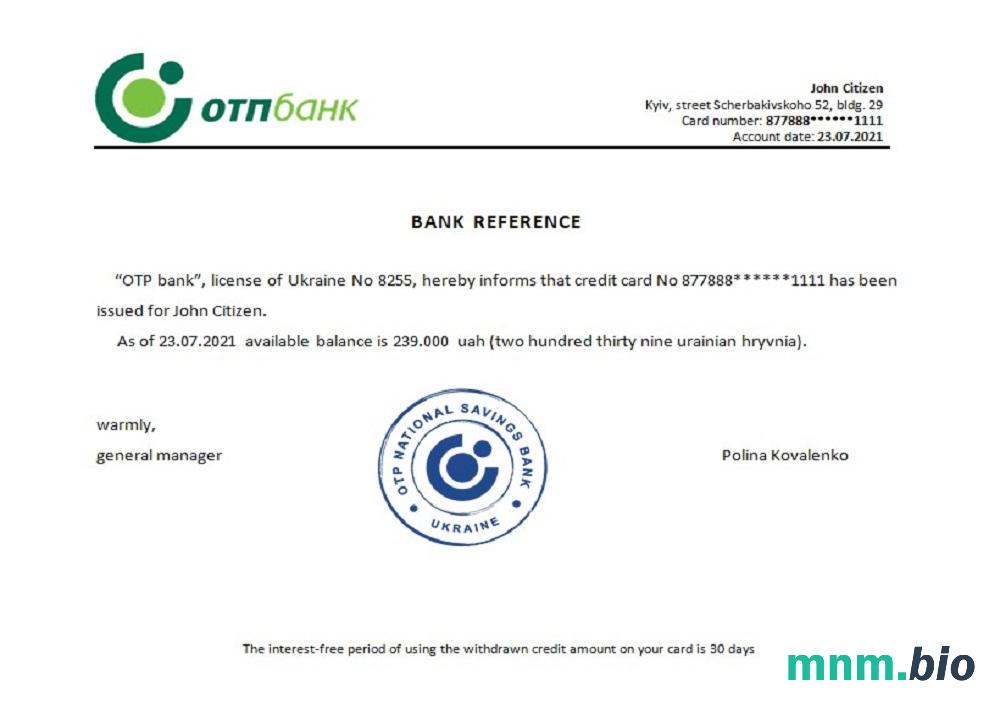 Przykład referencyjny Ukrainy OTP w formatach Word i PDF